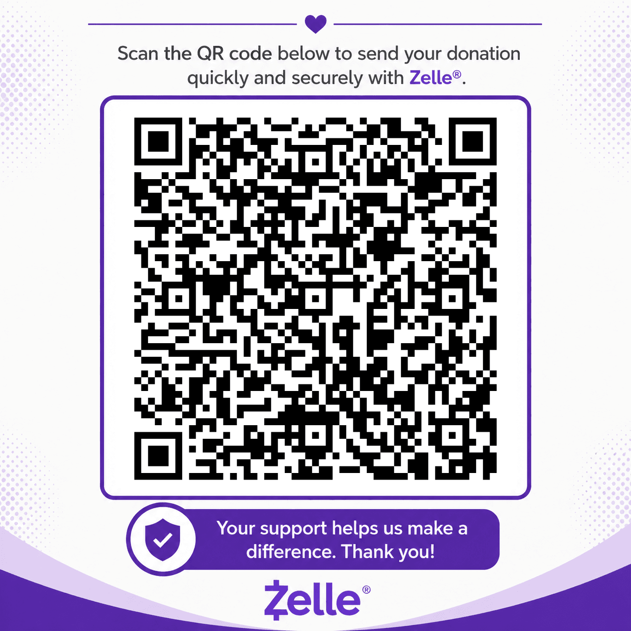 Zelle donation QR code